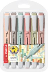 STABILO Markeerstiften SWING COOL naturecolor  geassorteerde kleuren, blister van 6 stuks