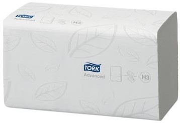 Papieren handdoekjes Tork Advanced H3 dubbellaags wit-2