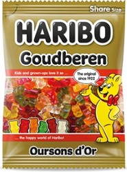 Haribo snoep goud beertjes, zak van 185 g