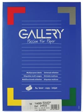 Gallery universele etiketten  99,1 x 33,9mm 16 etiketten per vel