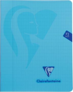 Clairefontaine schrift mimesys voor A5 72 bladzijden kaft in Pp geruit 4 x 8, geassorteerde kleuren