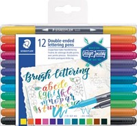 Staedtler brushpen Brush letter duo doos van 12 stuks in geassorteerde kleuren