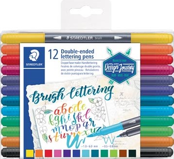 Staedtler brushpen Brush letter duo doos van 12 stuks in geassorteerde kleuren
