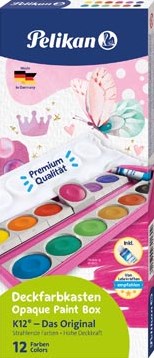 Pelikan verfdoos 735/K12 glitter roze 12 napjes