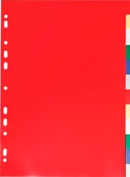 Exacompta tabbladen voor ft A4, uit PP 12/100e, 12 tabs, geassorteerde kleuren