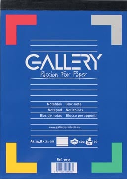 Gallery schrijfblok A5 gelinieerd 100 vel
