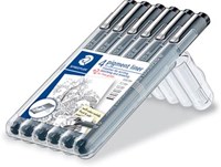 Staedtler fineliner Pigment Liner etui van 4 + 2-2