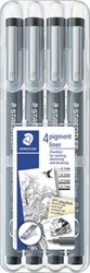 Staedtler fineliner Pigment Liner opstelbare box met 4 stuks 0,1 - 0,3 - 0,5 en 0,7 mm