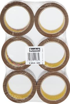 Scotch geluidsarme verpakkingstape 50 mm x 66 m bruin pak van 6 rollen