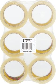 Scotch geluidsarme verpakkingstape 50 mm x 66 m transparant pak van 6 rollen