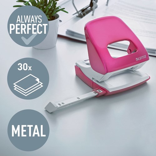 Leitz WOW 5008 perforator 2 gaats 30vel roze-2