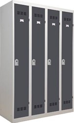 Industriële garderobekast propere industrie, 4 deuren 180 x 120 cm grijs