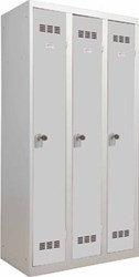 Industriële garderobekast propere industrie, 3 deuren 180 x 90 cm grijs