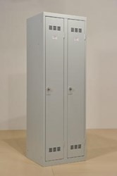 Industriële garderobekast propere industrie, 2 deuren 180 x 60 cm grijs