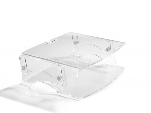 Verstelbare monitorstandaard Bakker Elkhuizen Q-riser 140 acryl monitor stand 50kg single transparent