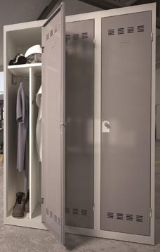 Industriële garderobekast vuile industrie, 3 deuren 180 x 120 cm grijs-2