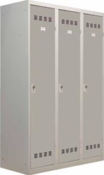 Industriële garderobekast vuile industrie, 3 deuren 180 x 120 cm grijs