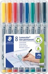 Staedtler OHP-marker Lumocolor non-permanent superfijn 0,4 mm doos van 8 stuks in geassorteerde kleuren