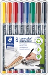 Staedtler OHP-marker Lumocolor Permanent geassorteerde kleuren, box met 8 stuks, superfijn 0,4 mm