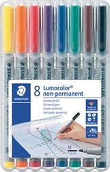 Staedtler OHP-marker Lumocolor non-permanent medium 1 mm doos van 8 stuks in geassorteerde kleuren