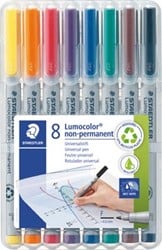 Staedtler OHP-marker Lumocolor non-permanent fijn 0,6 mm doos van 8 stuks in geassorteerde kleuren