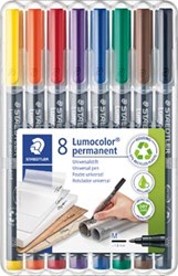 Staedtler OHP-marker Lumocolor Permanent geassorteerde kleuren, box met 8 stuks, medium 1 mm