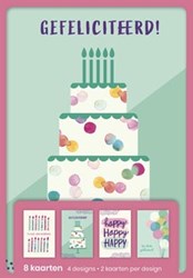 Hallmark kaarten met tekst: gefeliciteerd, blister van 8 stuks