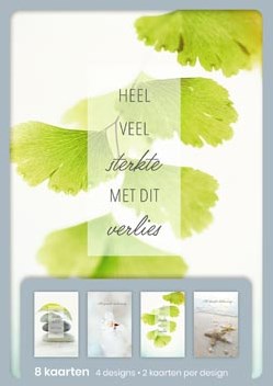 Hallmark kaarten met tekst: heel veel sterkte met dit verlies, blister van 8 stuks