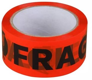 Verpakkingstape fragile breekbaar 50 mm x 66 m, oranje