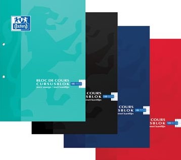 Oxford cursusblok commercieel geruit met blauwe marge