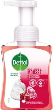 Dettol handzeep mousse  roos- en kersenbloem  flacon van 250 ml