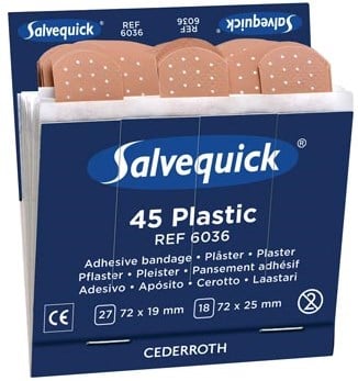 Salvequick pleisters navulling voor pleisterautomaat plastic pleisters pak van 6 navullingen