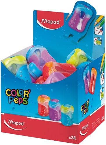 Puntenslijper Maped Colorpeps dubbel assorti display à  24 stuk