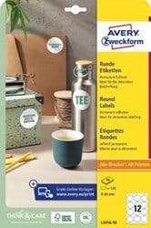 Avery Zweckform ronde etiketten diameter 60 mm wit permanent klevend 120 etiketten 10 vellen