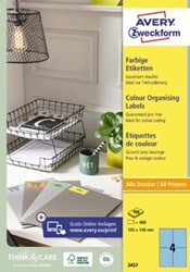 AVERY Gekleurde etiketten 105 x 148 mm 400 stuks blauw