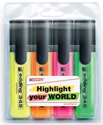 Markeerstift Edding 345 4 kleuren in etui
