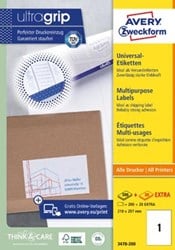Avery etiketten Zweckform 3478 210x297mm A4 wit 200stuks
