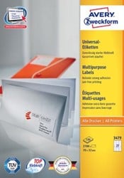 Avery etiketten 70 x 32mm 27 etiketten per vel