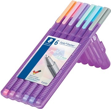Staedtler fineliner Triplus, opstelbare box met 6 pastelkleuren-2