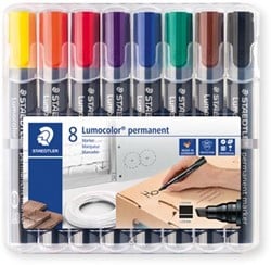 Staedtler permanent marker Lumocolor 350, doos met 8 stuks in geassorteerde kleuren