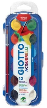 Giotto waterverf doos met 12 napjes en 1 penseel