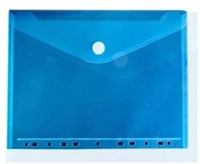 Documentenmap met klittenband sluiting A4 geperforeerd blauw pak van 10 stuks