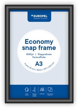 Europel clicklijst Economy  lijst 25 mm  A3  zwart