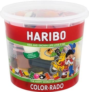 Haribo Color-Rado wine gum + engelse drop 650gram