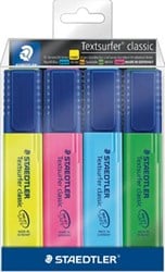 Staedtler Markeerstift Textsurfer Classic etui van 4 stuks: geel, roze, blauw en groen
