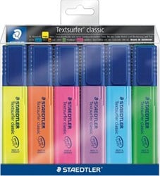 Staedtler Markeerstift Textsurfer Classic etui van 6 stuks: geel, oranje, rood, paars, turkoois en groen