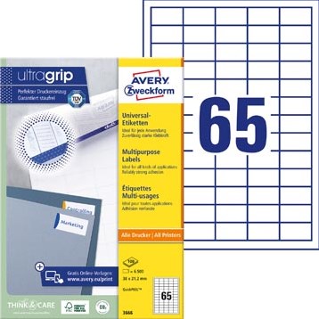 Avery etiketten 38 x 21,2mm 65 etiketten per vel-2