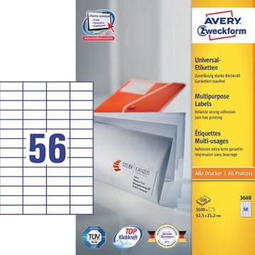 Avery etiketten 52,5 x 21,2mm 56 etiketten per vel-3