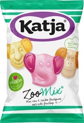 Katja Zoo Mix snoep mix van 3 zachte fruitgums met echt fruitsap zak van 255 g