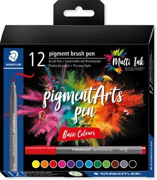 Staedtler Pigment Arts brush pen etui van 12 stuks Basic Colours